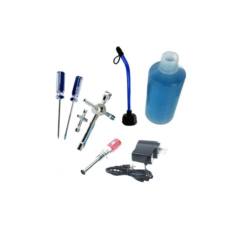 Kit de inicio Nitro con herramientas botella de combustible encendedor con cargador