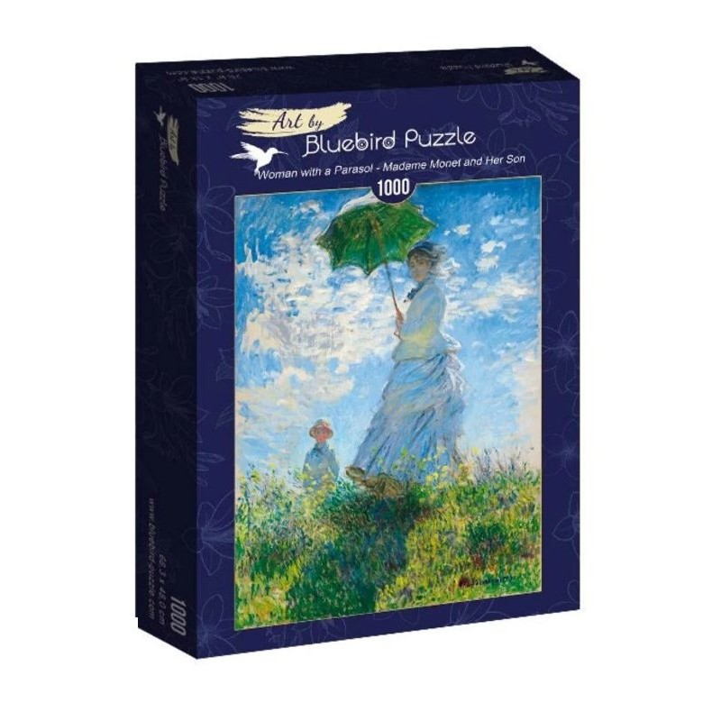 Rompecabezas Claude Monet Woman with a parasol Madame Monet y su hijo 1000 piezas